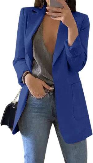 Blazers Open Front integral coil confirm usher Long Sleeve Lapel Collar Work Office Jacket Cnkwei Womens Casual 