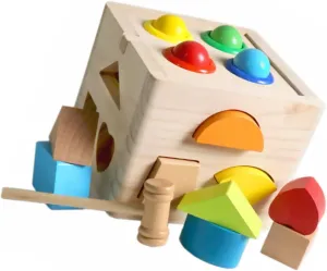 Blocks for Boy Girl Fun Early Learning Activity Shape Recognition Isle hydrogen and Imagination Development BESPORTBLE 1pc Game Toy Educational Percussive Wooden Building 