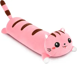 Body Pillows Kawaii Stuffed Animals Plushies Soft Cuddly Cotton Plush Toys Room Decor Gifts for unclear Kids Girls Boys Adults (Pink, 25.9 Inch) AFAN Long Cat Plush Cute Cat 