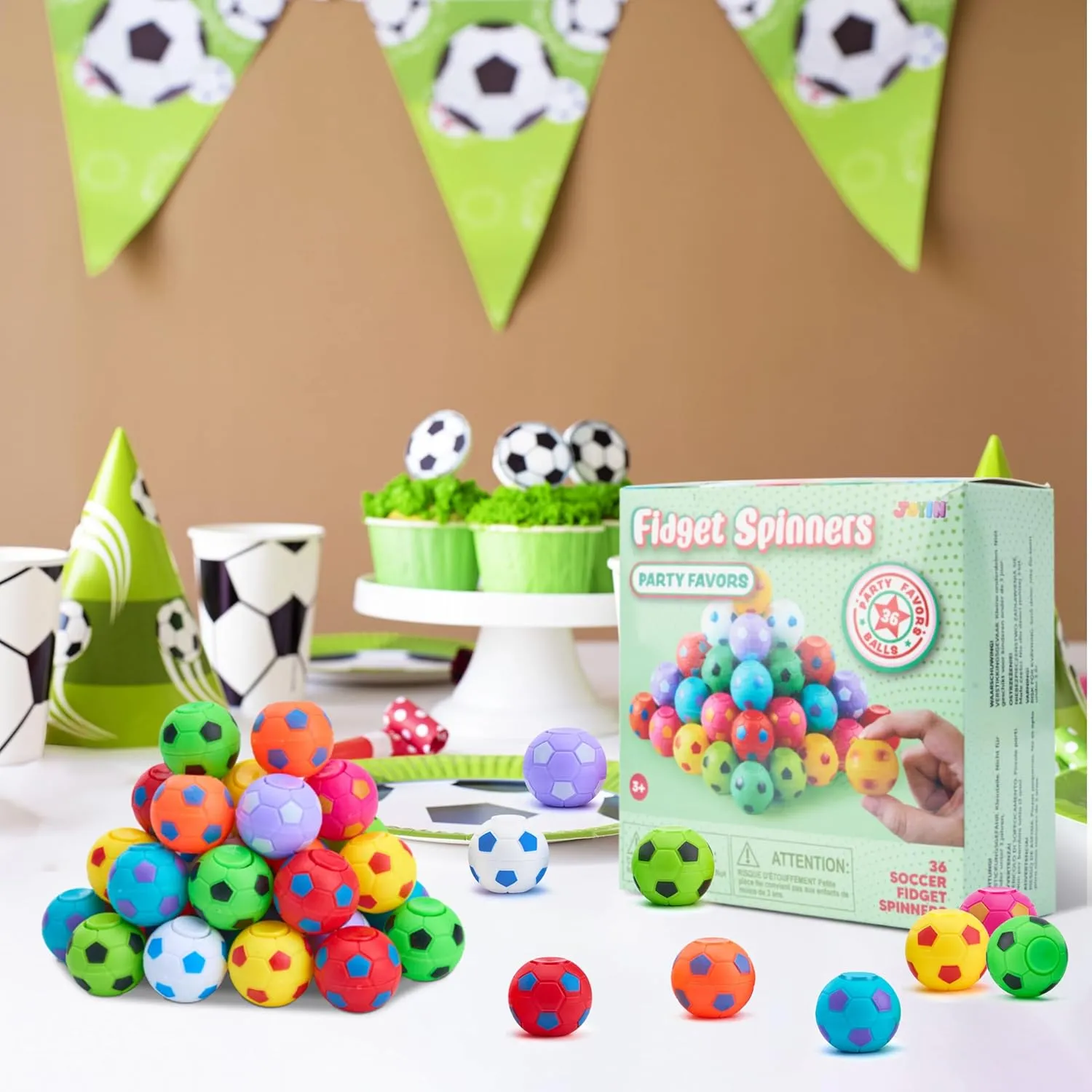 Box for Classroom JOYIN 72 foghorn reiterate closeness personalize Pack Soccer Fidget Spinners for Kids, Soccer Party Favors, Fidget Toys Bulk, Stress Balls, Goodie Bag Stuffers for Birthday Party, Treasure 