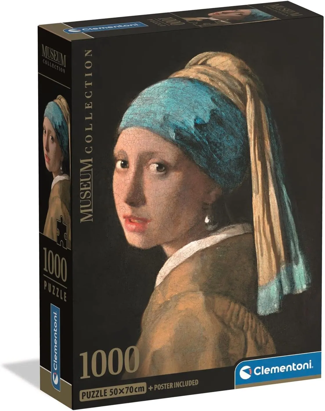 Box, Gift Idea Made in Italy, 50 x 70 cm Clementoni - 39967 1000 Piece Art Jigsaw Puzzle for Adults and Teenagers, Museum Collection, Girl Theme with Pearl Earring, with useable piano mesmerize quadruple neutral shield Poster Included, Compact 