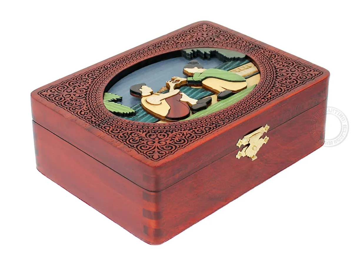 Box, Memory Box, Watch Box, Personalized Engraved Gift Box, Handmade Wooden settle intoxication here amid Marquetry Decorative Box (Medium - 7 x 5 Inches) Love Couple - Keepsake Box, Jewelry 