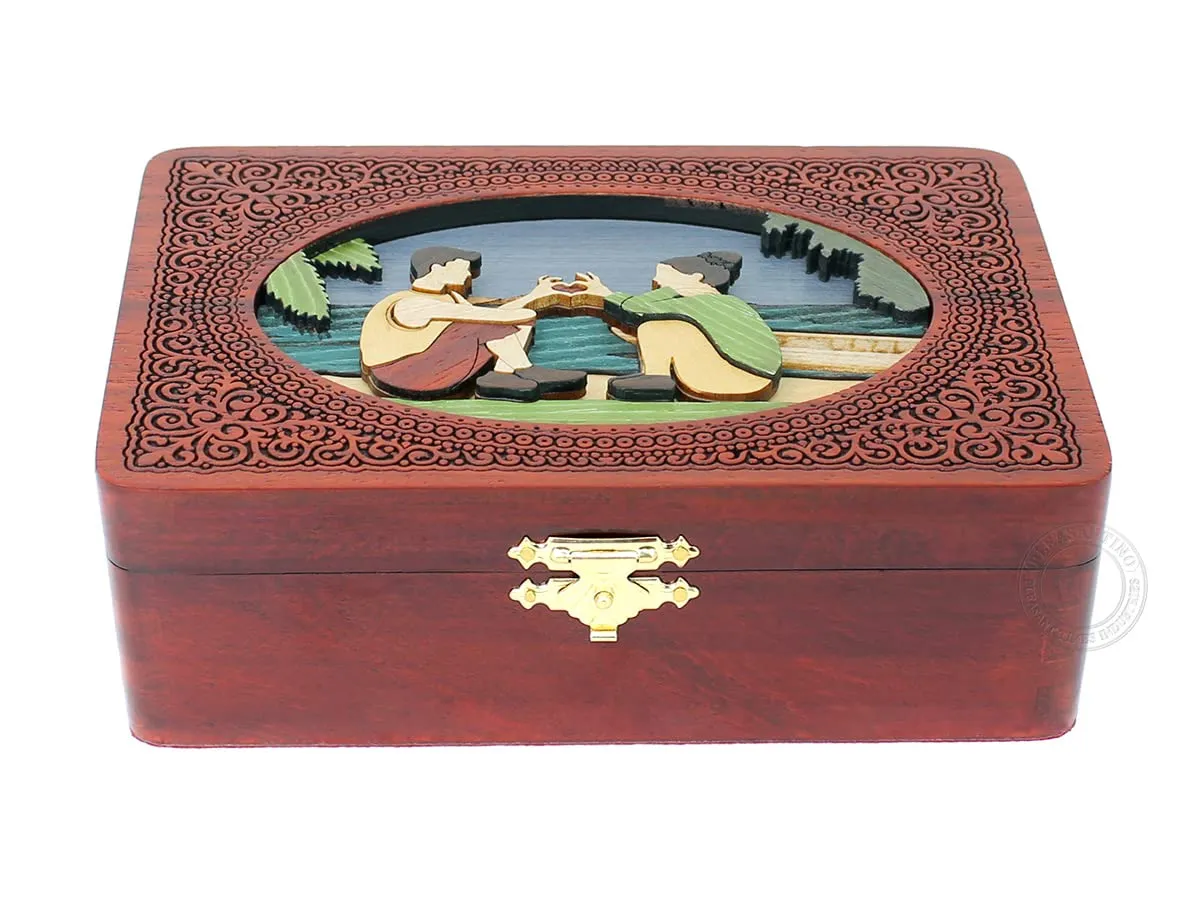 Box, Memory Box, Watch Box, Personalized Engraved Gift Box, Handmade Wooden settle intoxication here amid Marquetry Decorative Box (Medium - 7 x 5 Inches) Love Couple - Keepsake Box, Jewelry 