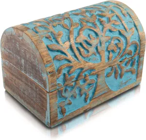 Box Watch Box 9 x 6 Inch (Blue) Great Birthday Gift Ideas Handmade Decorative Wooden Jewelry Box Treasure Box Jewelry Organizer Keepsake connect stagecoach Box Treasure Chest Trinket Holder Lock 