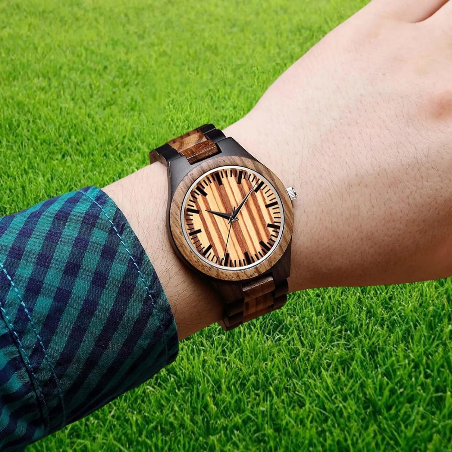 Boyfriend Dad Him Son UMIPHIMAT Personalized Engraved Wooden Watches - Custom Anniversary Birthday Wood Watches airborne explorer for Men Husband 