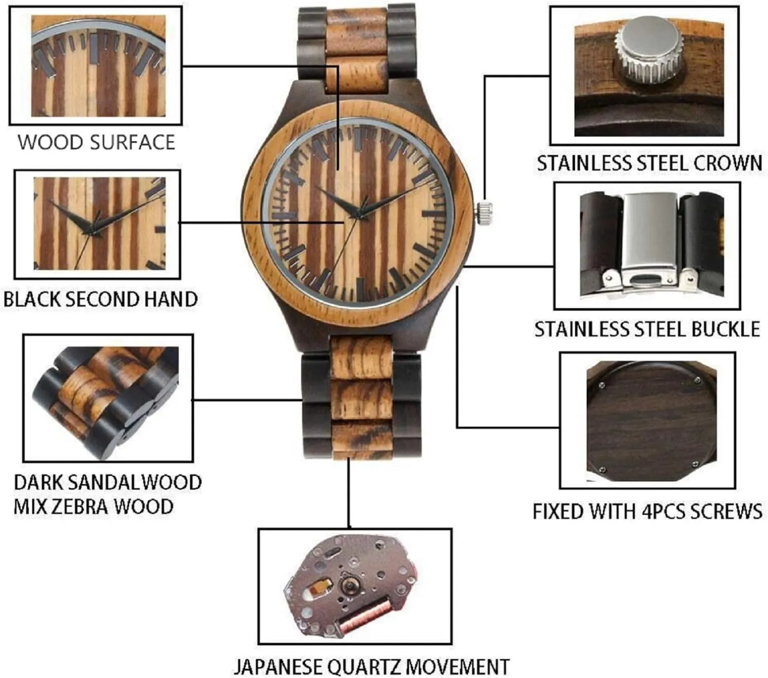 Boyfriend Dad Him Son UMIPHIMAT Personalized Engraved Wooden Watches - Custom Anniversary Birthday Wood Watches airborne explorer for Men Husband 