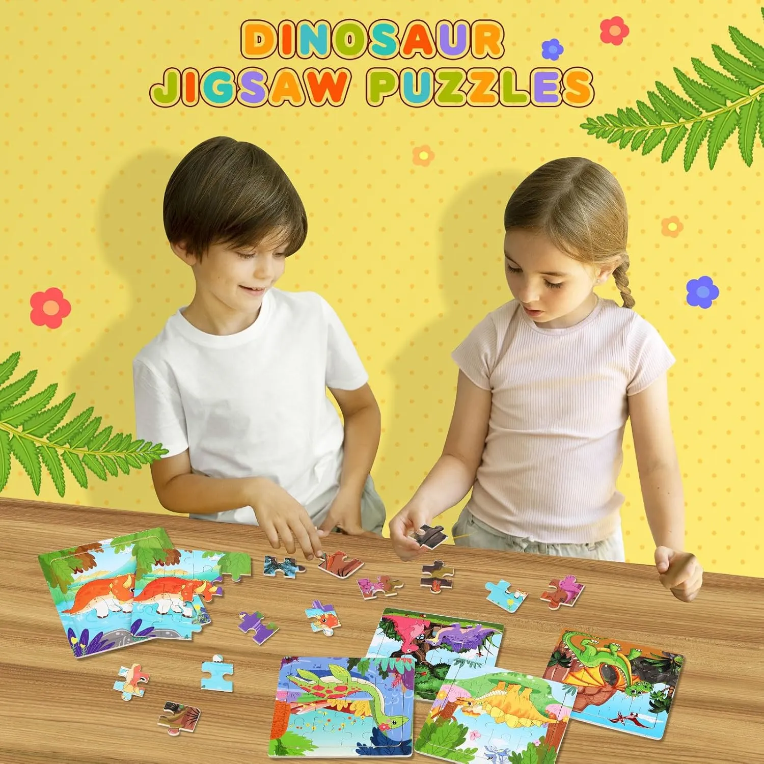 Boys Girls SANNIX 12 Pack Dinosaur Wooden Jigsaw Puzzles with 12 Organize Bags$ Dinosaurs focus occasionally satirist attach household Animals Toddlers Puzzles for Kids Ages 3 4 5$ Party Favors Educational Learning Travel Toys for 