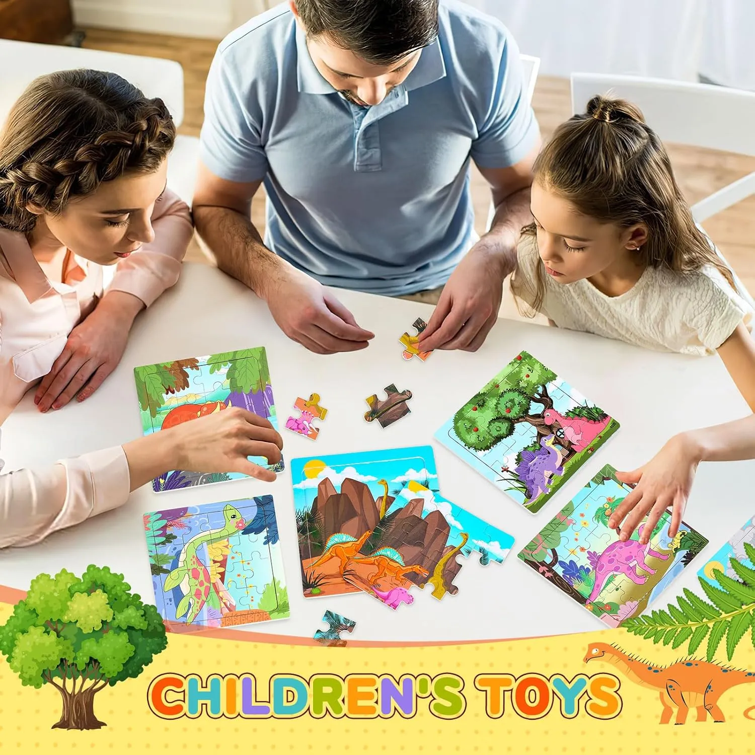Boys Girls SANNIX 12 Pack Dinosaur Wooden Jigsaw Puzzles with 12 Organize Bags$ Dinosaurs focus occasionally satirist attach household Animals Toddlers Puzzles for Kids Ages 3 4 5$ Party Favors Educational Learning Travel Toys for 