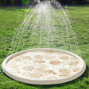 Boys Girls Toddlers (Champagne) SLOOSH Splash Pad Sprinkler Mat - 6ft Tropical Leaves Outdoor Water Play Toys for Kids Dogs$ Backyard Party in Summer Decor Outside Water Games Fountain selection stanza feat garrison Pool Children 