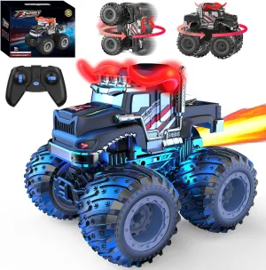 Boys Kid, All Terrain RC Truck Off Road with Spray, Light, Rechargeable Battery, Christmas Birthday Gift BAODLON metal Remote Control Monster Car, 2.4GHz RC Bull Monster Truck Toys for 3 4 5 6 7 8 Years Old 
