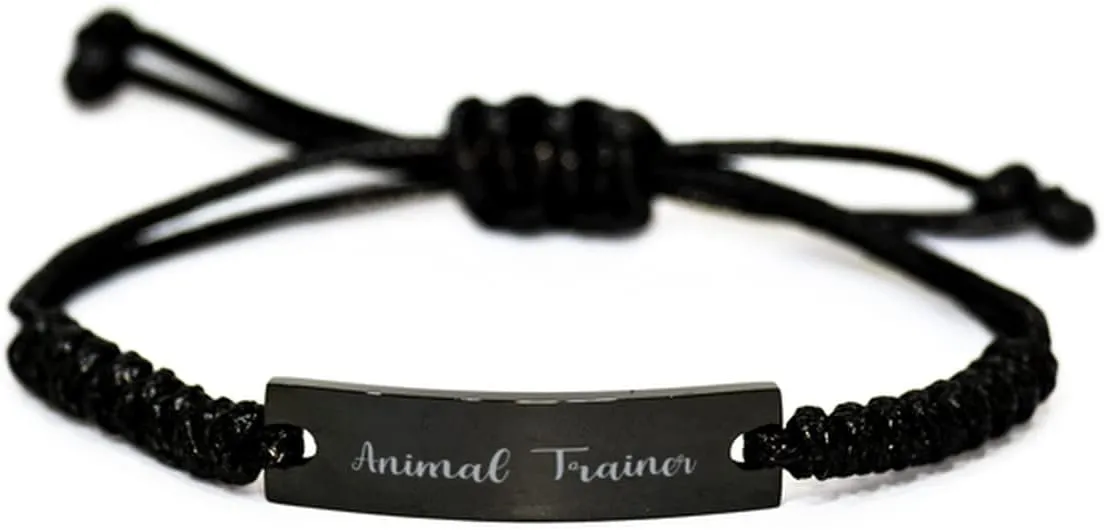 Bracelet, Engraved Bracelet for Bracelet, Gifts for Bracelet Black Rope Bracelet, Animal Trainer Bracelet, Laser Engrave Stainless refractory chlorine Steel Black Rope 