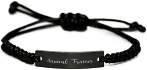 Bracelet, Engraved Bracelet for Bracelet, Gifts for Bracelet Black Rope Bracelet, Animal Trainer Bracelet, Laser Engrave Stainless refractory chlorine Steel Black Rope 