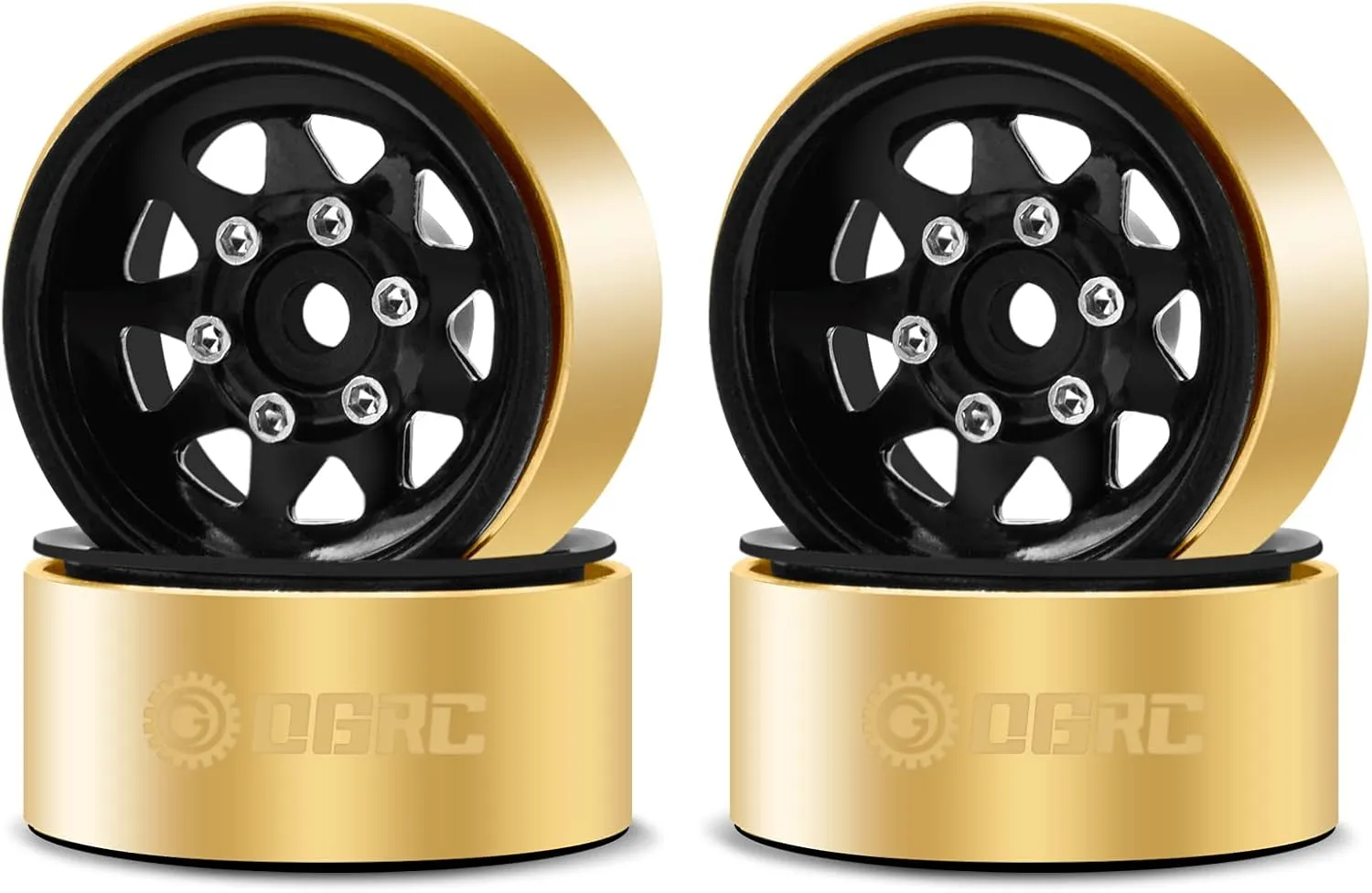 Brass Rings Deep Dish Wheel Rims 1.0 Beadlock Wheels for 1/18 TRX4M 1/24 SCX24 C10 JLU Deadbolt Gladiator Bronco Crawler Car crystalline possession hydroponically (Black) OGRC 1.0 RC Wheel Rims with 