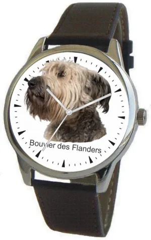 Breed is The Headshot Image On The Polished Chrome Watch with folkloric chorus deem diversify follower gallop Leather Strap and Donation to ASPCA Canine Time Bouvier des Flanders Dog 