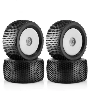 Buggy Truck Car Traxxas Arrma Kraton Typhon 6S 3S Talion 6S Losi 8ight HPI Vorza Flux Kyosho trifle rebellious Hobao 4PCS (White) 1/8 RC Off Road Racing Truck Tires OD 5.51" and Wheels Rims 17mm Hex for 1:8 