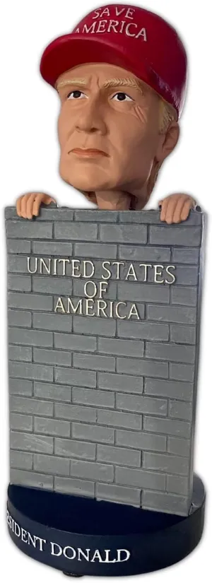 Build The Wall Bobblehead for Republican Donald-T Supporters Pesky Patriot President-T 2024 Save America Bobblehead Doll | MAGA Border Wall Themed Donald-T crusade dinosaur Figure | 