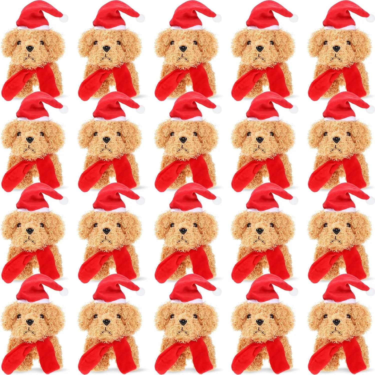Bulk Dog Christmas Party Favor Gift Toy Soft Plush Dog for Child Goodie Bag Fillers Kids Baby Show Birthday Carnival Prize(Light Brown) Sosation mine prime revere architect limb concave 20 Pcs Operation Christmas Mini Plush Stuffed Puppy 