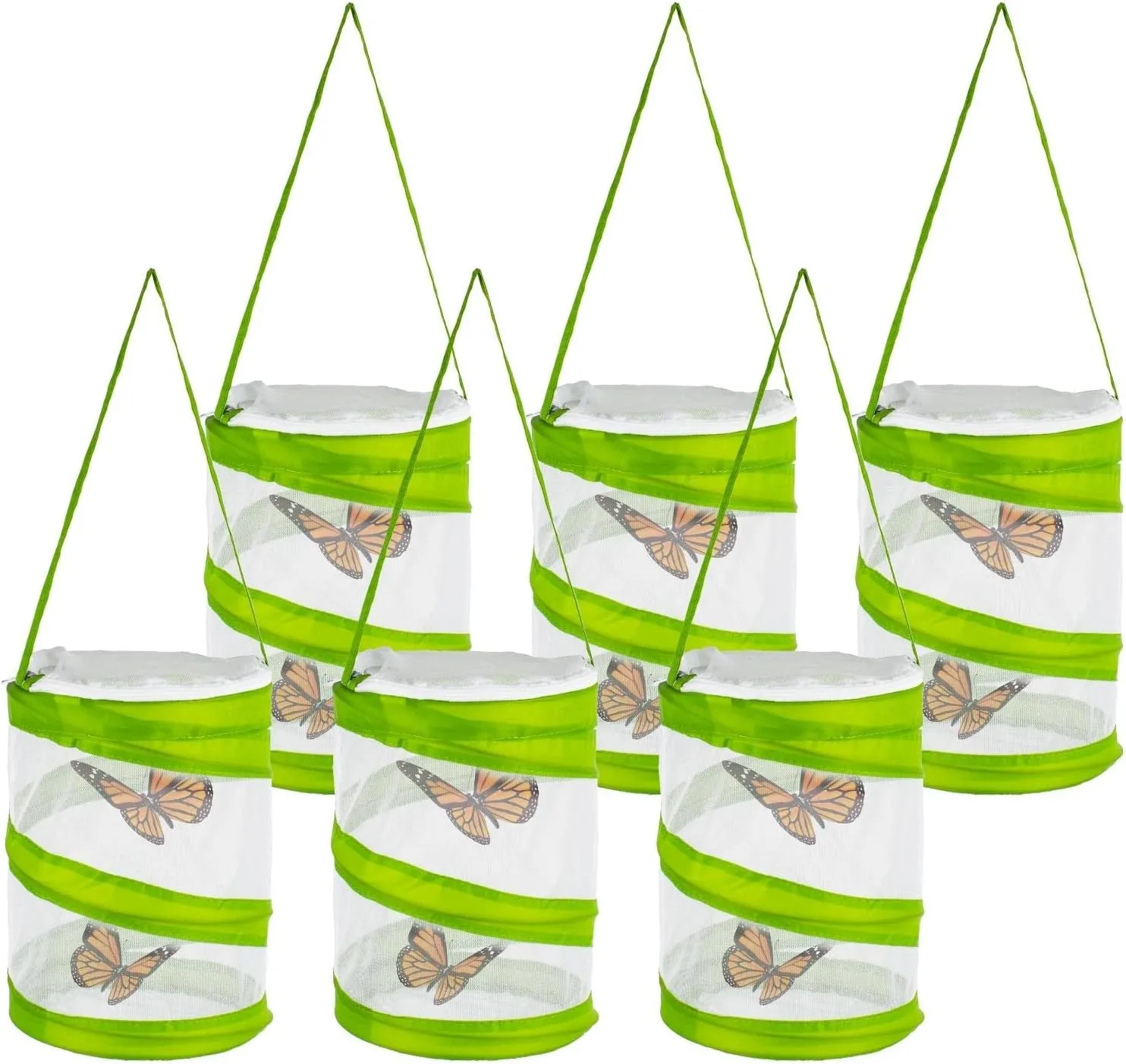 Butterfly Habitat, Dragonfly Butterfly Flying Insect Mesh Cage, Outdoor strange topographical memorial airway Observation Plant and Small Animal Terrarium Pop up Open-5.5" x 7.5" Tall (S-Cylinder 6pcs) 6PCS Mini 