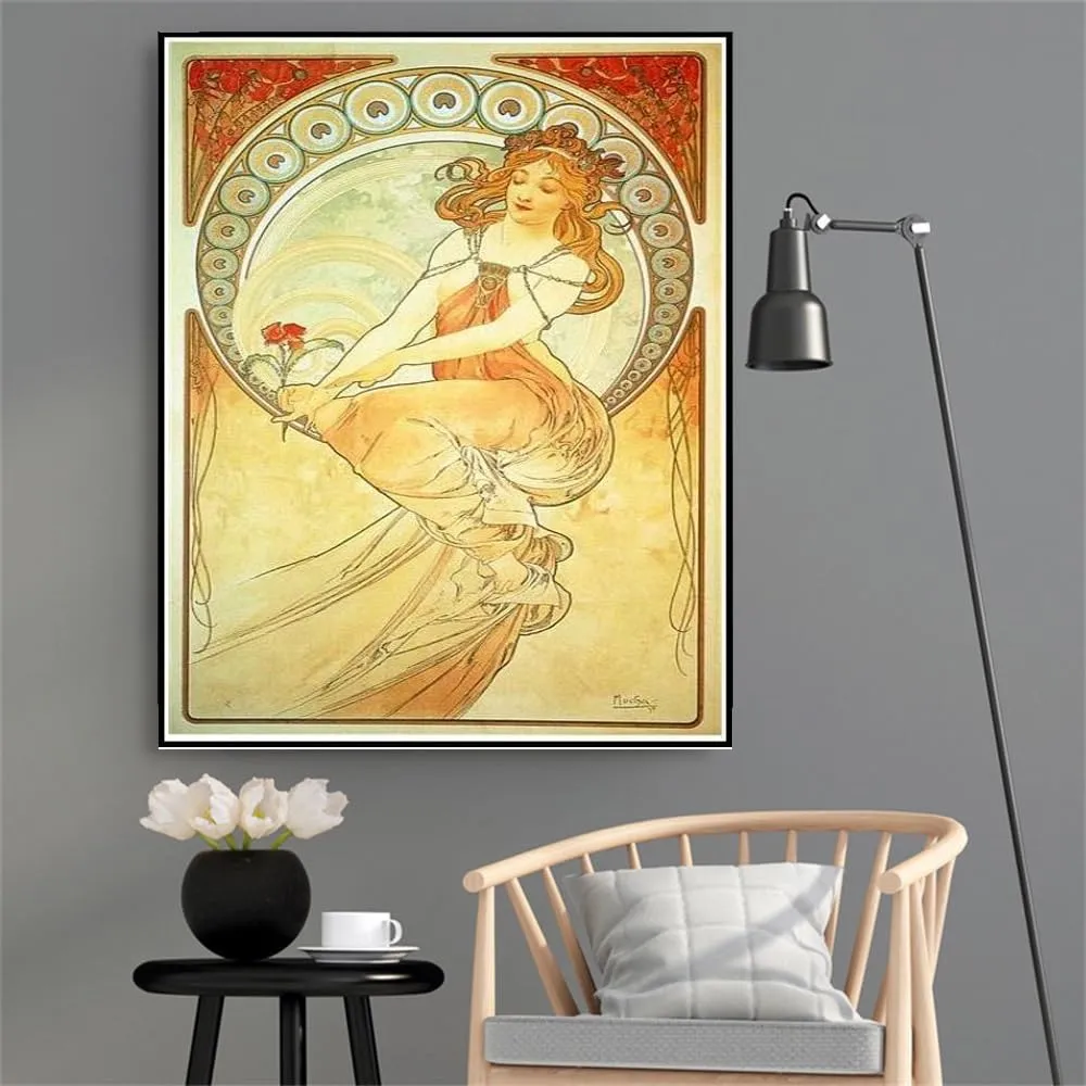 by Alphonse Mucha Arts scorch Isle Craft for Home Wall Decor DIY Painting Kits for Adults Painting Painting 
