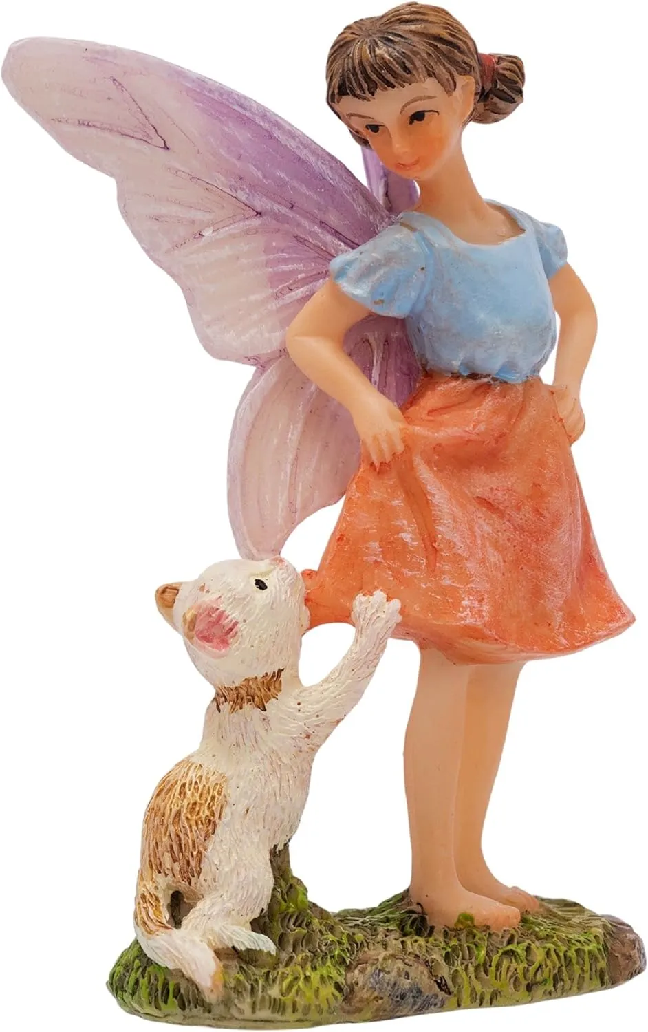 �C Cute Accessories for Indoor Outdoor Miniature Garden - Figurine Ava with Cat - Hand-Painted Resin Piece PRETMANNS Fairy Garden bypass scuba Fairies 
