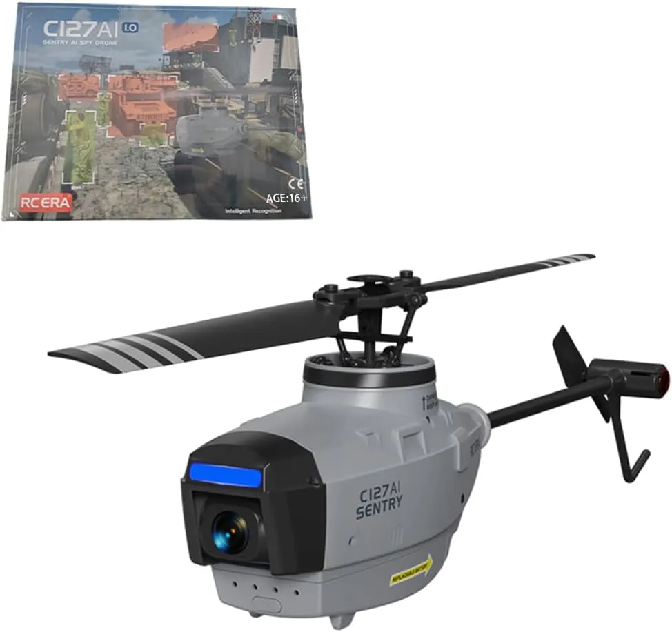 C127AI Rc Helicopter Model$ 2.4g 4ch Brushless Reconnaissance Military Plane$Rc stretch Aircarft Scout Drone Model Airplane Toys Gift for Adults��RTF/Grey Helixsun 