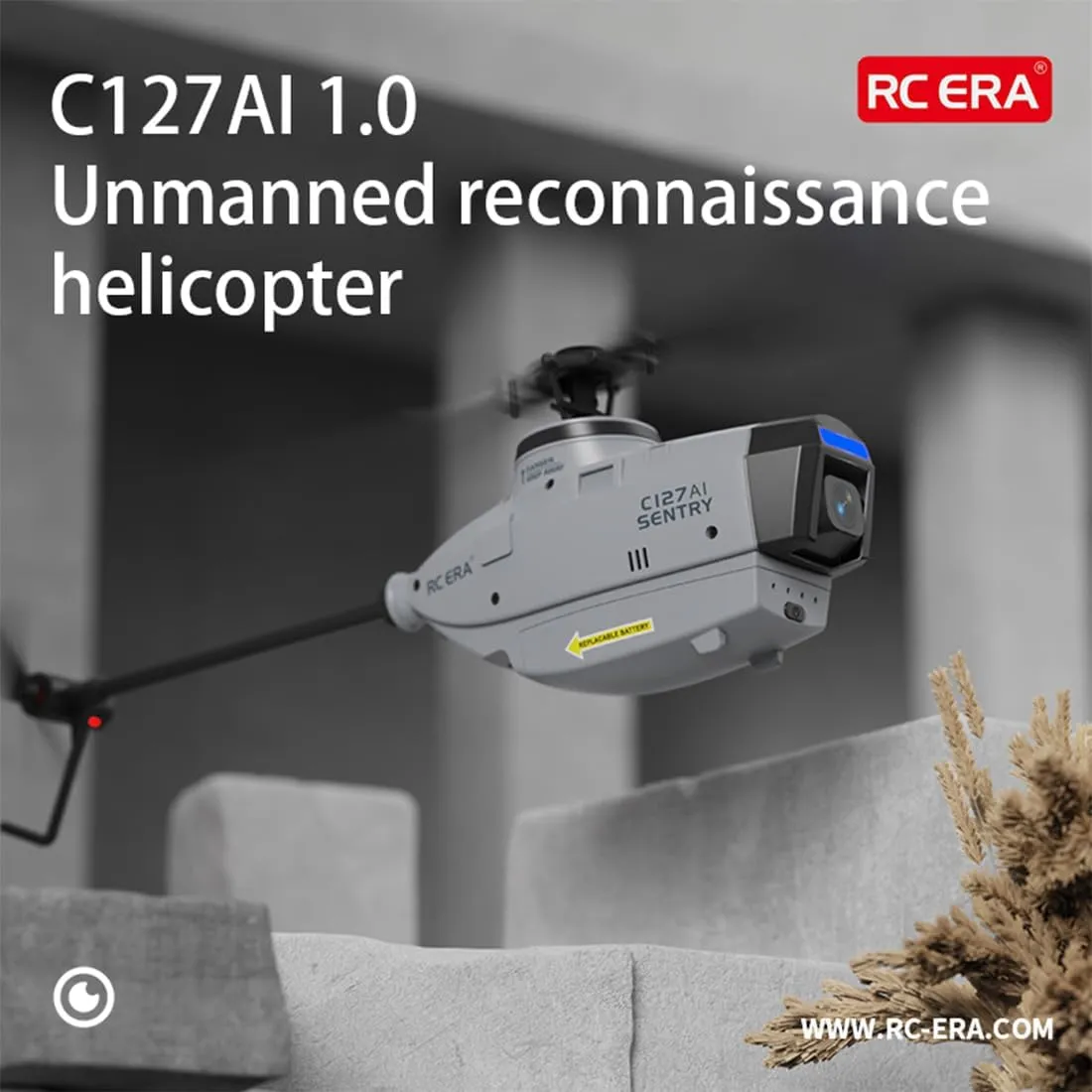 C127AI Rc Helicopter Model$ 2.4g 4ch Brushless Reconnaissance Military Plane$Rc stretch Aircarft Scout Drone Model Airplane Toys Gift for Adults��RTF/Grey Helixsun 