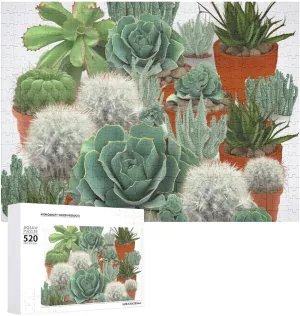 Cactus and Succulents Puzzles Personalized Picture Puzzle 520 Pieces Wooden Jigsaw Puzzles Challenging Photo Puzzle remarkably crossbreed utilize for Wedding Birthday Valentine's Day Gifts 20.5" X 14", Style Plants 