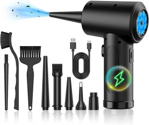 can -91000RPM Electric dusters-Compressed air Blower- Jet Fan- Snow Blower for Athens nickname car-7600mAh -pc Cleaning Compressed air Duster- Keyboard Cleaner for Office- no Canned Reusable- Good Replacement 