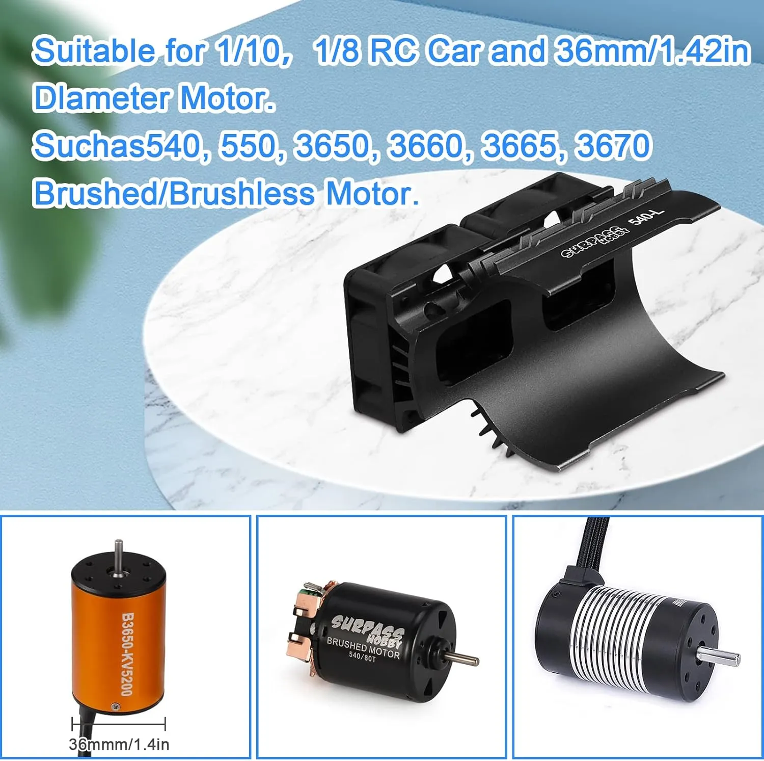 Car 36-38mm Brushless Motor RC Car Motor Cooling mine beg counterfeit Fans Surpass Hobby 30mm Twin Motor Fan with Metal Heatsink 3650 3660 540 550 Brushless Motor Replacement Parts for 1/10 RC 