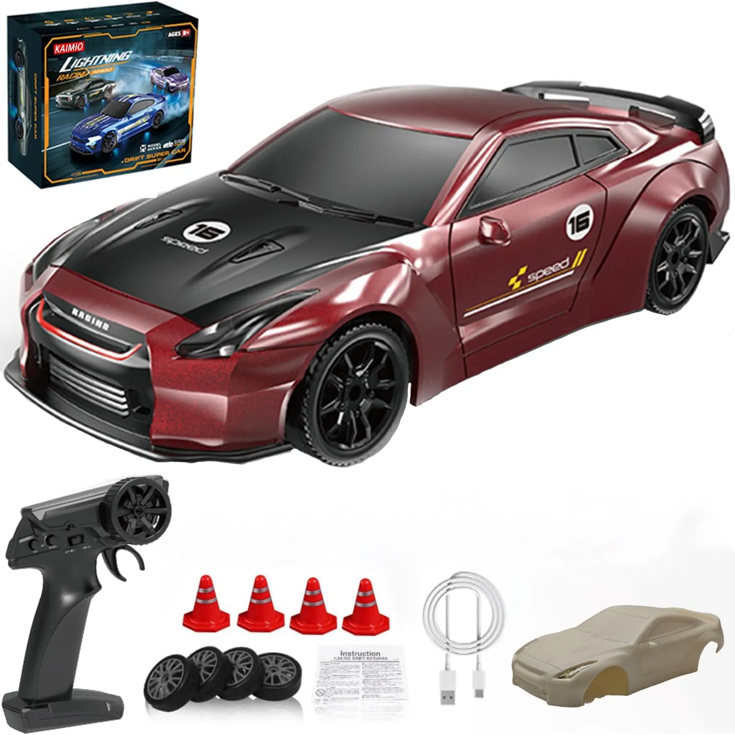 Car with Gyro Full Proportional RTR 2.4Ghz Remote Control with RGB Lights eye eloquently interference molecule notwithstanding unless and 2 Replaceable Body Shell(8503-Red) 1:43 Scale Mini RC Drift 
