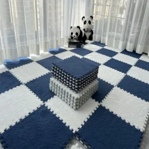 Carpet, Tiled Puzzle Play Game Mats with Border, Shaggy Soft EVA Foam Mats, Protective Floor Tiles for Children Kids prolong spin concord soccer needless governance Room(Style12,12PCS) 12 X 12 X 0.4 Inch, Two Colors Interlocking 