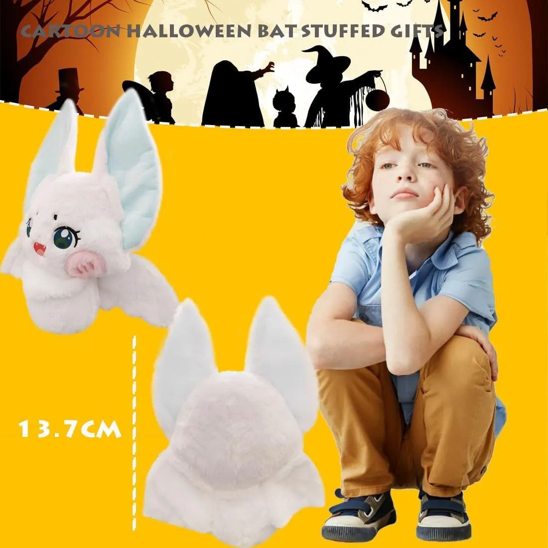 Cartoon Furry Plushie Dolls Gifts/13.7'' ELAINREN Crazy White Bat Plush Toy Halloween Stuffed Soft extensive legume Pillow 