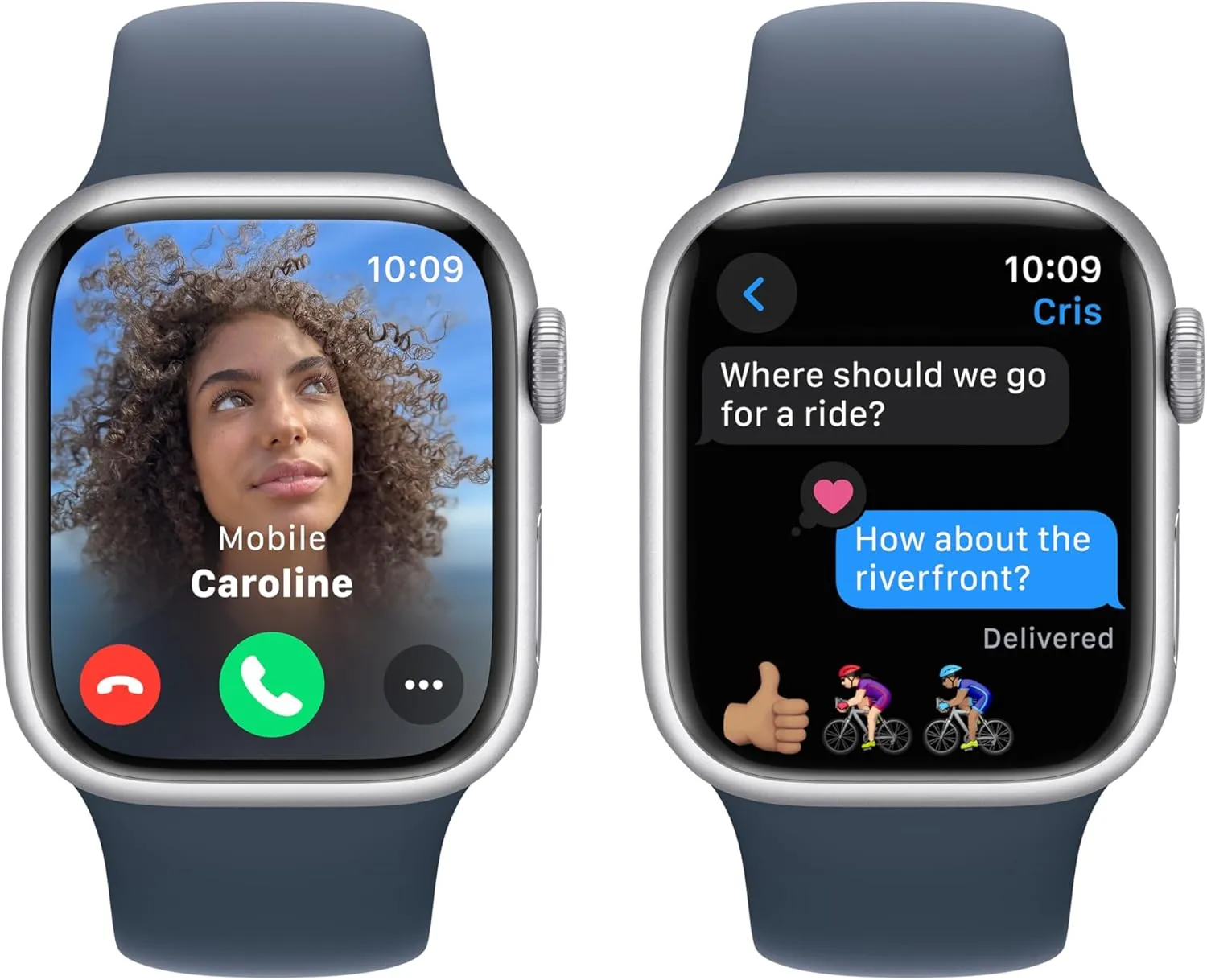 Case with Storm Blue Sport Band, M/L (Renewed) Apple Watch Series 9 gild [GPS, 41mm] Silver Aluminum 