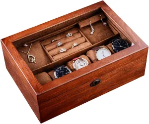 Case with Transparent Skylight Large Capacity Watch Storage Case for Necklaces, Earrings, Watches Jewelry Boxes and Organi Jewelry Box Wooden Jewelry setting Organizer Boxes for Women Portable Vintage Jewelry 
