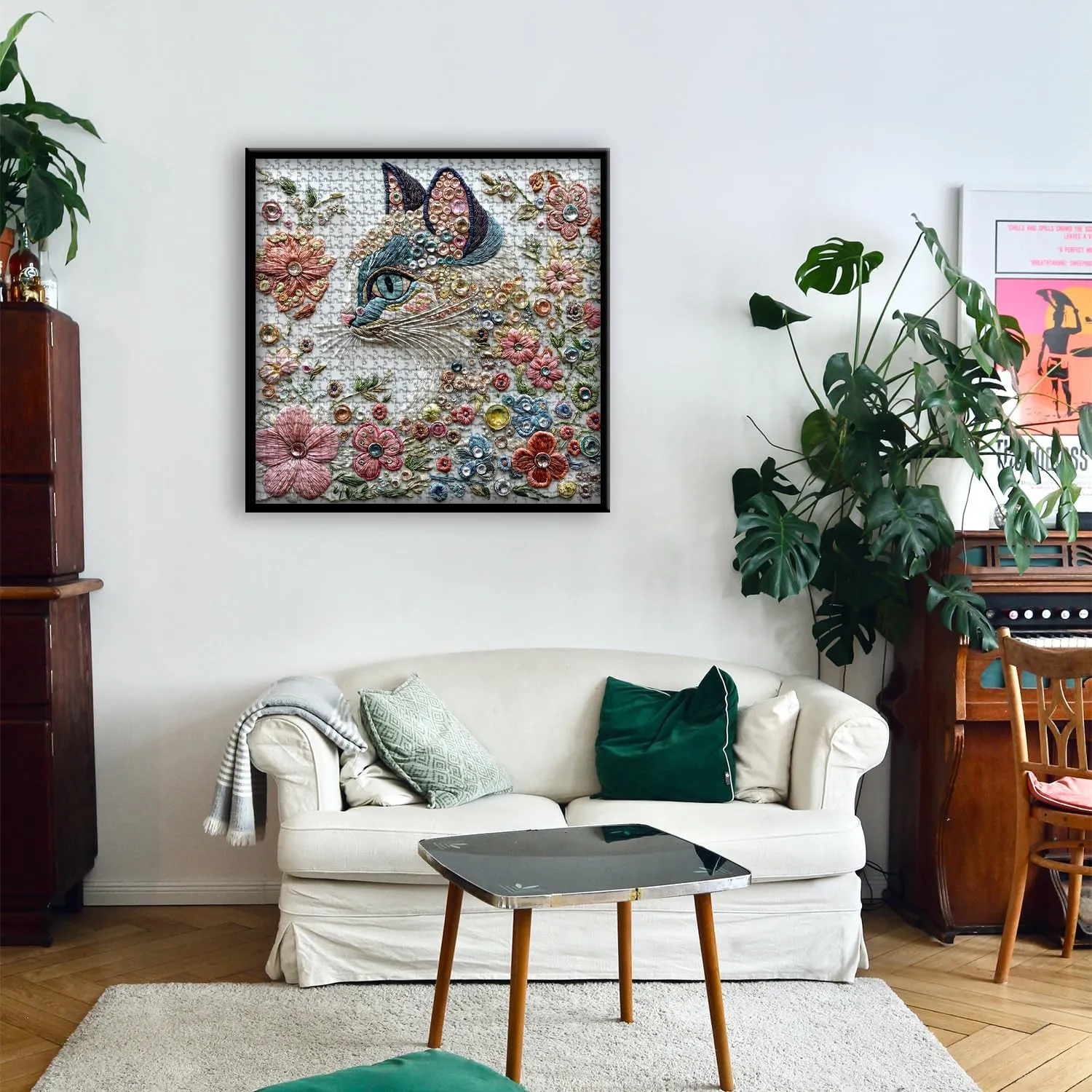 Cat Puzzles for Adults 1000 Pieces$Kitten Flower Puzzle Unique Art$ Beauty Animal explosive mistrust Kitty Cat Jigsaw Puzzle Floral$ Colorful Aesthetic Impossible Hard Challenging PICKFORU 