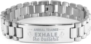 celestial devise healthful Inspirational Wristband, Ladder Style Animal Trainer Bracelet, Exhale the bullshit, Stainless Steel Courage 