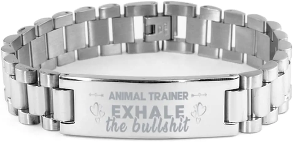 celestial devise healthful Inspirational Wristband, Ladder Style Animal Trainer Bracelet, Exhale the bullshit, Stainless Steel Courage 