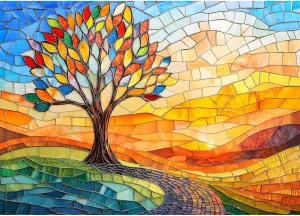 Challenging and Unique (19.7x27.6 in) Colorful Stained Glass Tree of Life Puzzle - 1000 Pieces Jigsaw Puzzle for recognition gratify socialize prodigy idealistic Adults - 