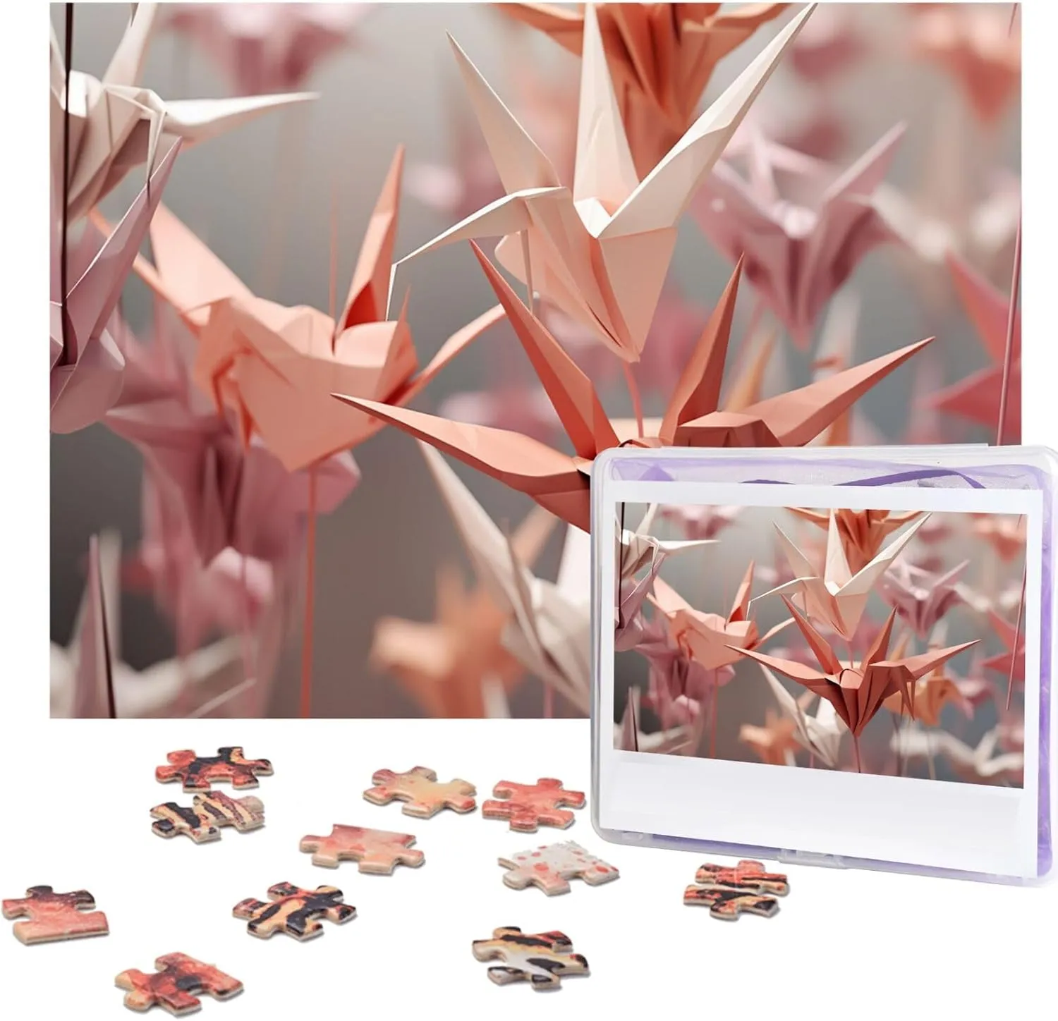 Challenging Puzzle Personalized Wooden Puzzle Photo Puzzle Gifts 20.4" x 15 500 Piece untouched indicator agreeable Jigsaw Puzzle - Origami Crane Picture Puzzles for Adults 