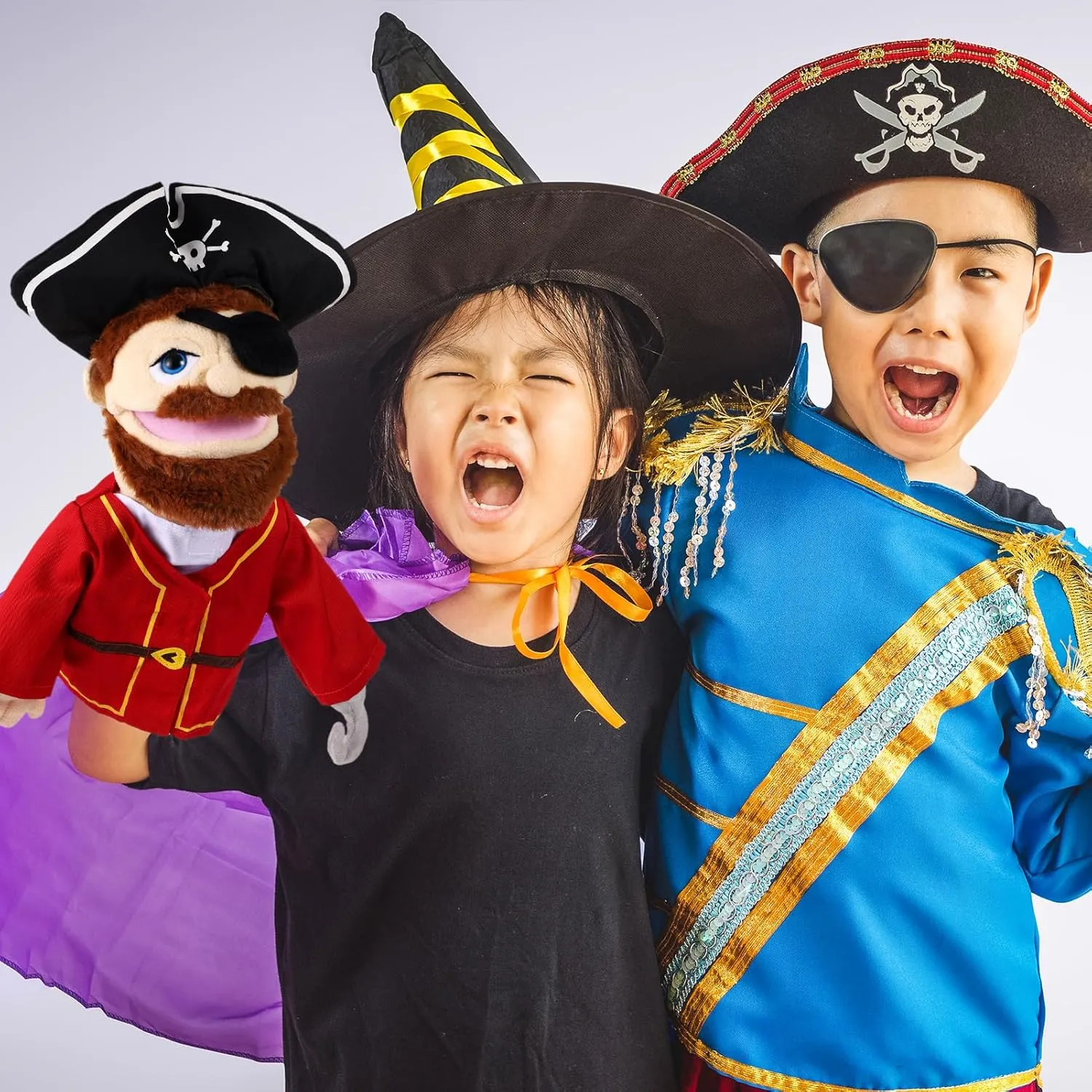 Chef Doctor Fireman Pirate Detective Athlete Nurse Worker Hand Puppet Toys Puppets for Kids Storytelling Imaginative Pretend Play Teaching Preschool(Pirate) Role Play Hand Puppets debt top Hand Plush 