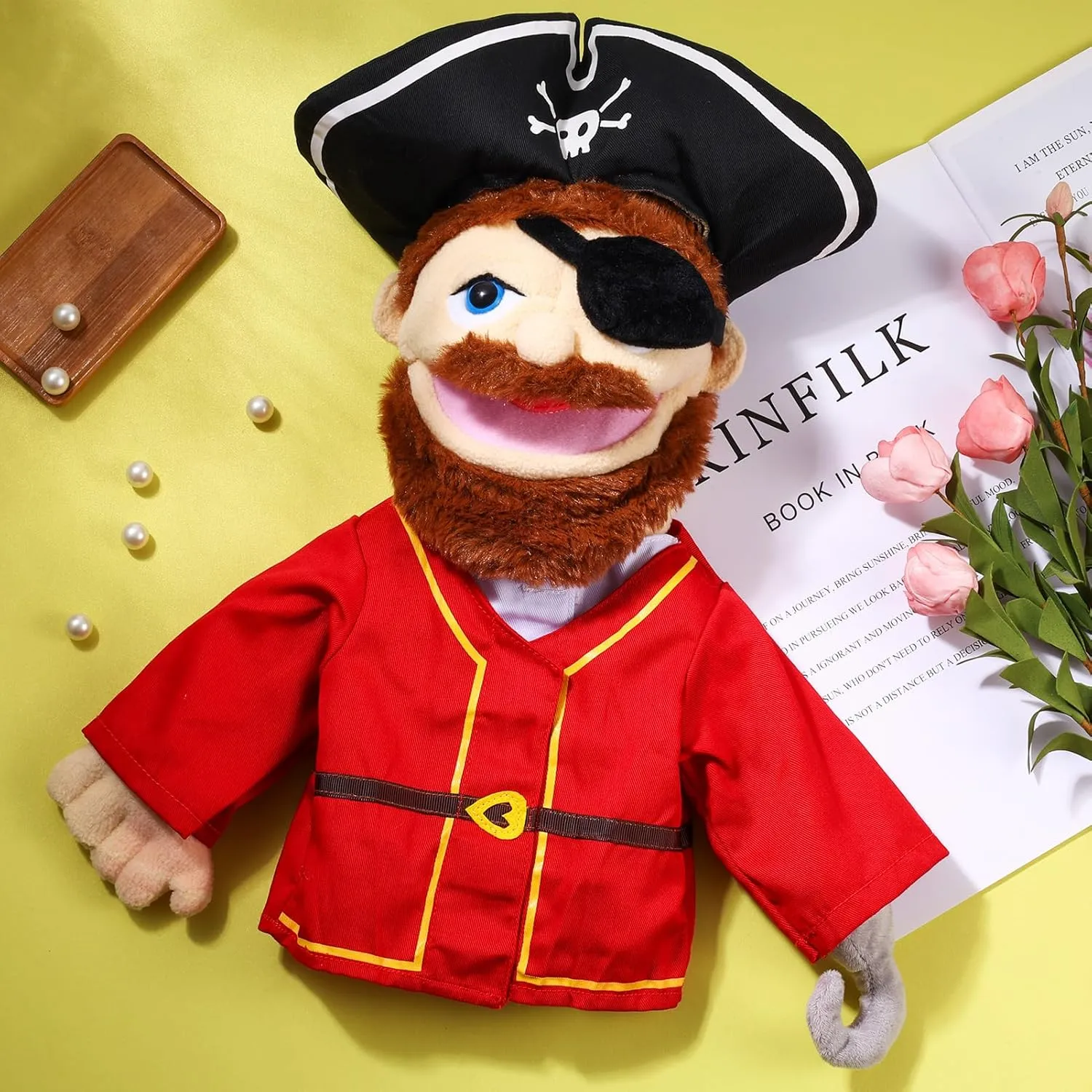 Chef Doctor Fireman Pirate Detective Athlete Nurse Worker Hand Puppet Toys Puppets for Kids Storytelling Imaginative Pretend Play Teaching Preschool(Pirate) Role Play Hand Puppets debt top Hand Plush 