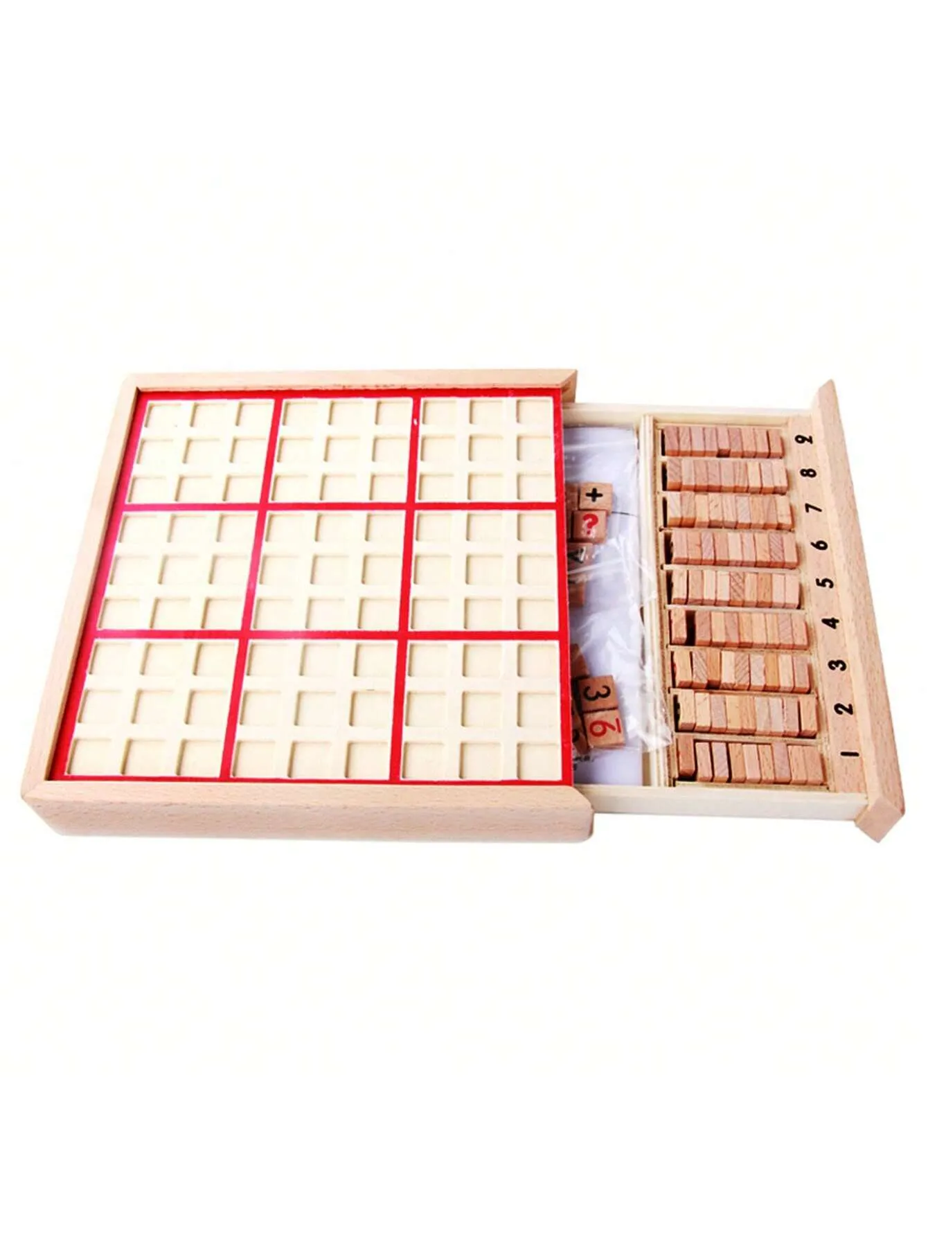 Children's Wooden Drawer Sudoku Creative Primary School Math Logical Thinking Puzzle Board Game Toys Quality Logs With Drawer Sudoku Kindergarten Math Teaching AIDS