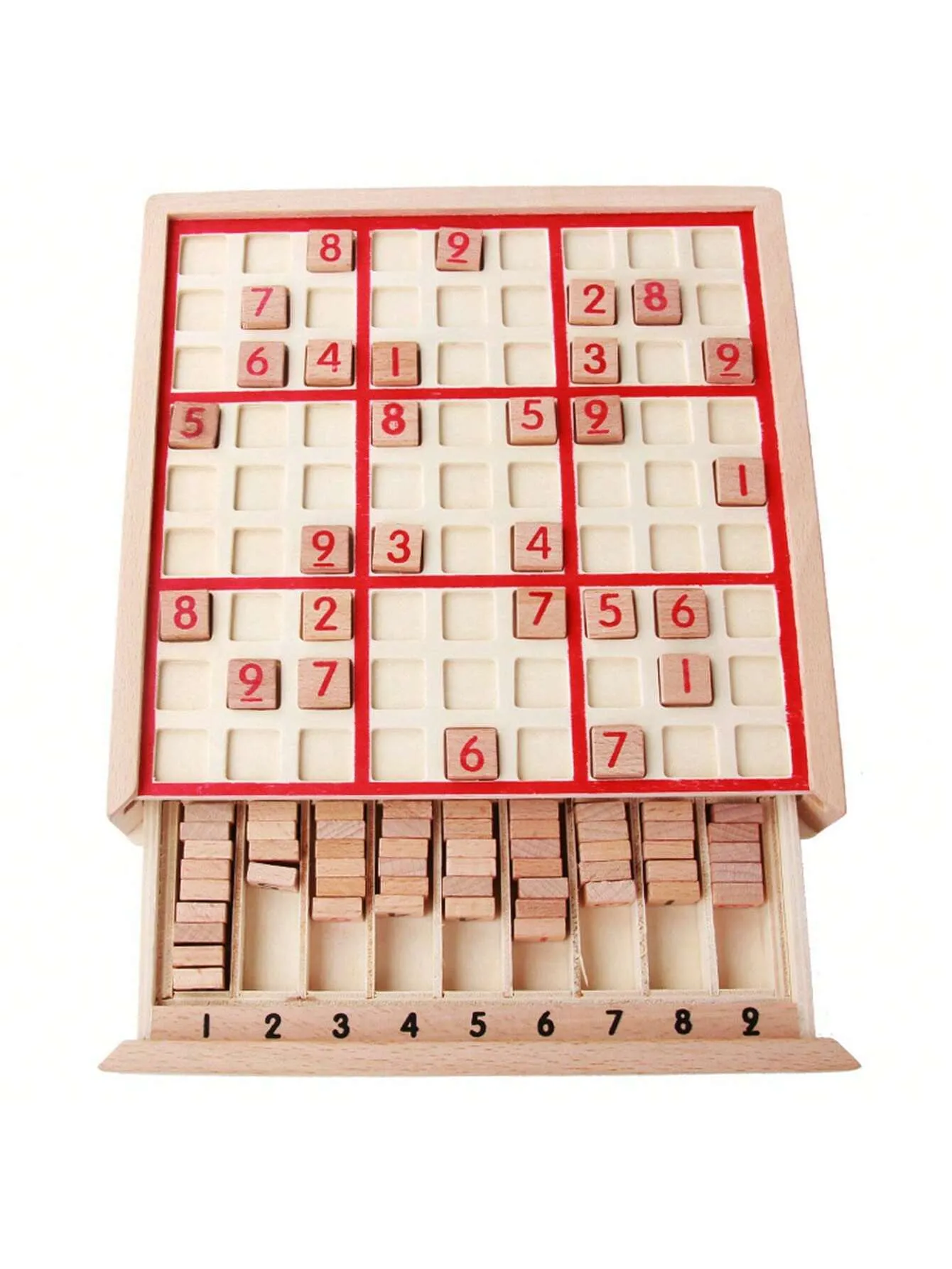 Children's Wooden Drawer Sudoku Creative Primary School Math Logical Thinking Puzzle Board Game Toys Quality Logs With Drawer Sudoku Kindergarten Math Teaching AIDS