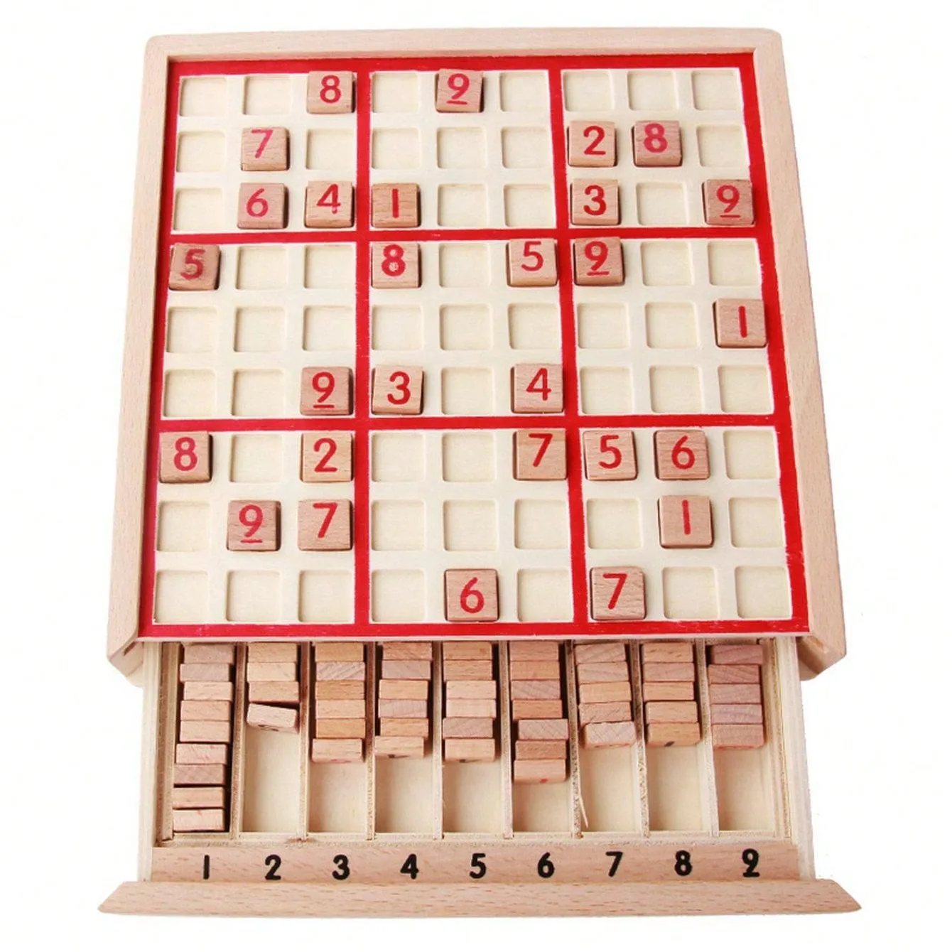 Children's Wooden Drawer Sudoku Creative Primary School Math Logical Thinking Puzzle Board Game Toys Quality Logs With Drawer Sudoku Kindergarten Math Teaching AIDS