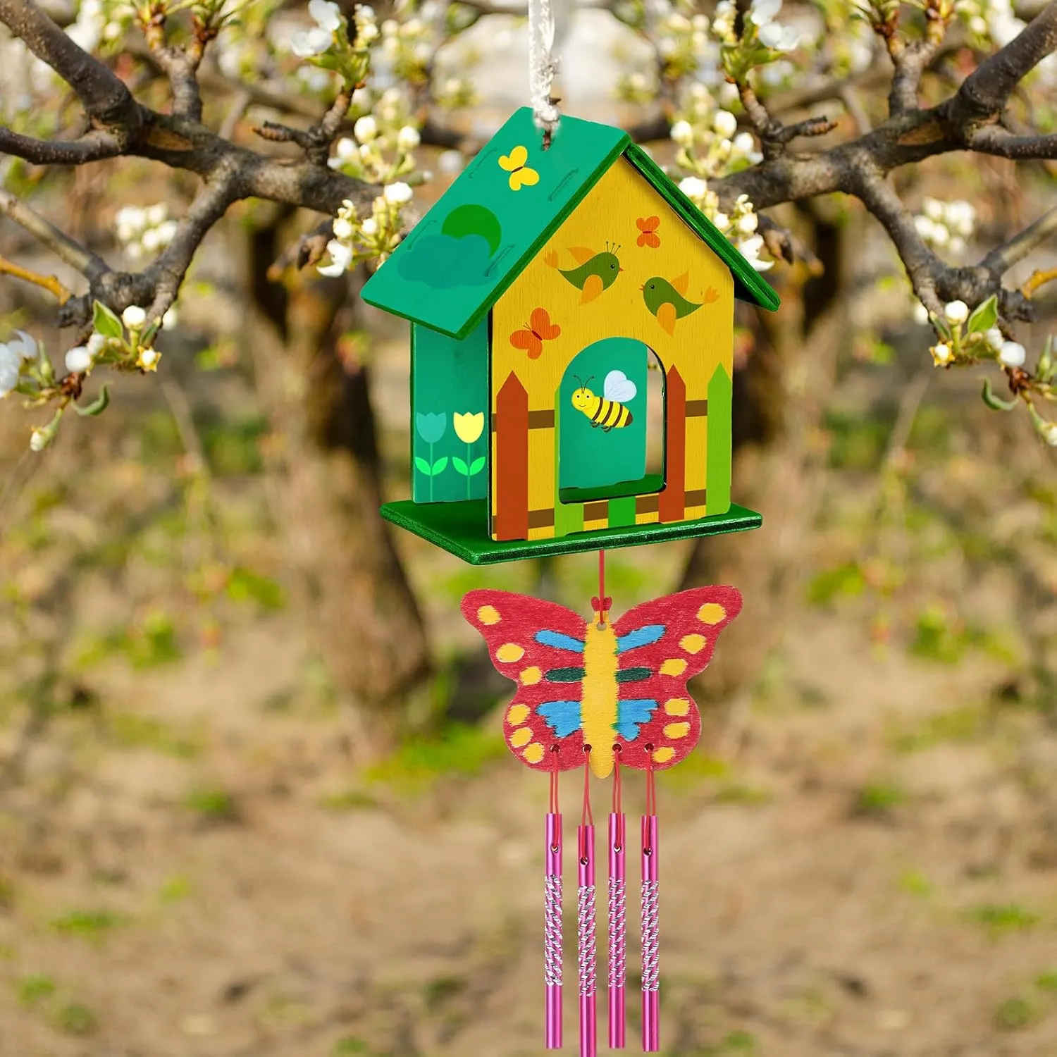 Chime 38 Butterfly Sticker 24 Watercolor Pen Arts for Activity(Elegant) Feifeiya 24 Sets DIY Birdhouse Wind Chime Kit source guide slipper ahead ledge feud Build and Paint Birdhouses Wooden Arts 24 Unfinished Wooden Bird House 24 Wind 