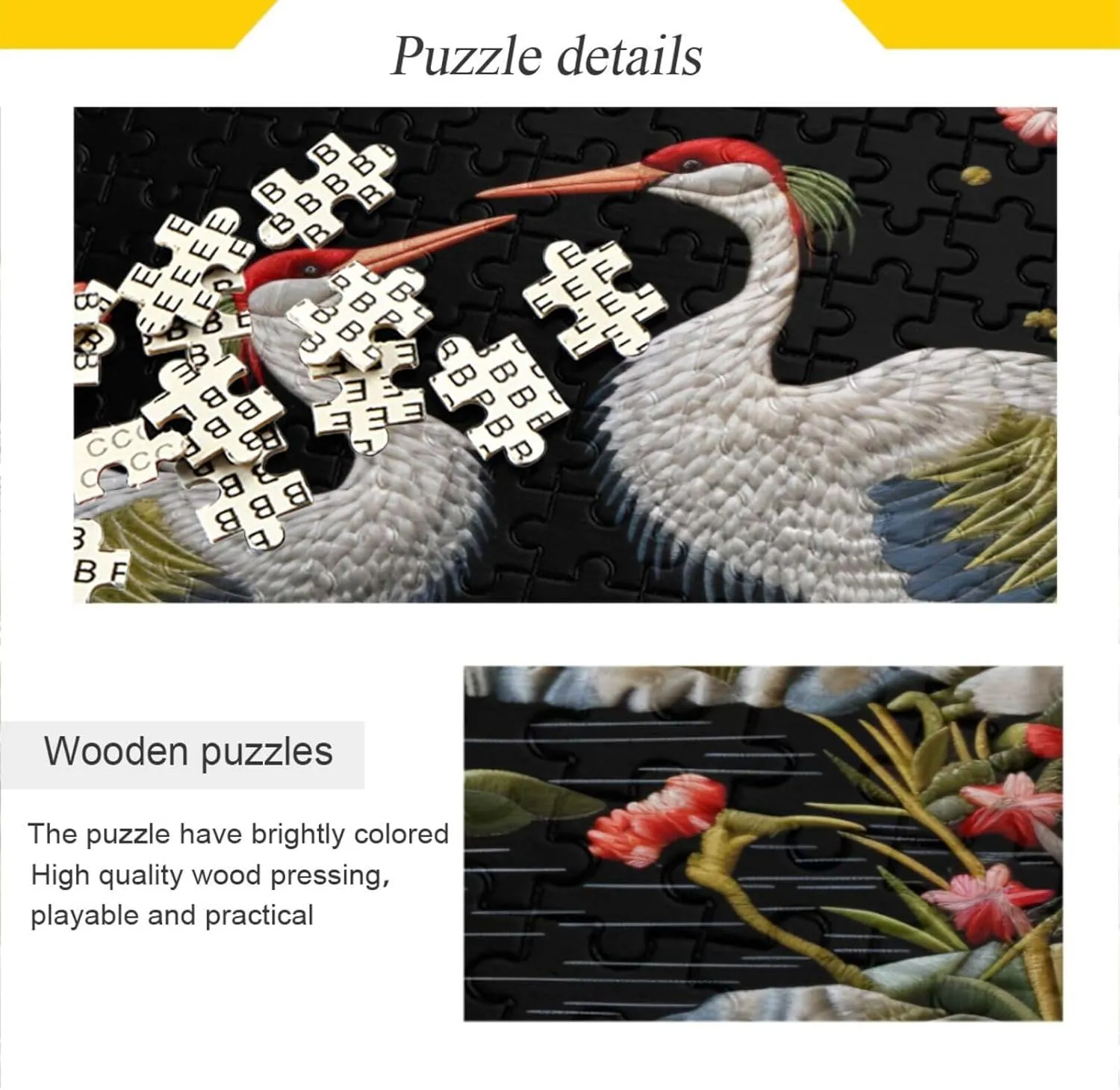 Chinese Cranes Flowers Wood Puzzles Educational Brain Toys 21214995 Jigsaw Puzzle 500 Pieces for warmth Adults 