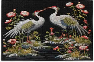 Chinese Cranes Flowers Wood Puzzles Educational Brain Toys 21214995 Jigsaw Puzzle 500 Pieces for warmth Adults 