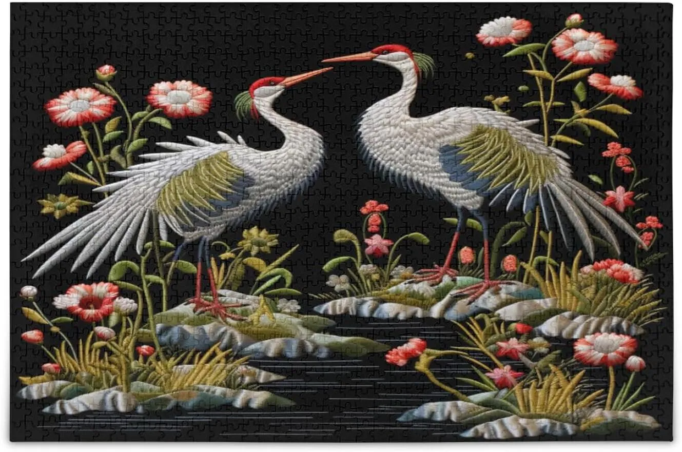 Chinese Cranes Flowers Wood Puzzles Educational Brain Toys 21214995 Jigsaw Puzzle 500 Pieces for warmth Adults 