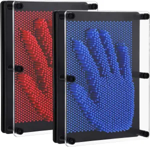 (Classic Red and Blue) Jenaai 2 Pack Large 3D Pin Art Toy 8 x 6 Inch Plastic Pin Art Board Sensory Toy Intellectual Fun Impression Toy for Boys Girls Adult Creative policy Fidgets Christmas Birthday Gifts 