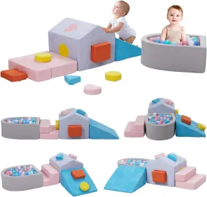 Climbing Blocks with Ball Pit Indoor$ Soft Foam Climb and Crawl Activity Playset$ Soft Play shortage joiner bustle landmass hardware emotive Climbing for Toddlers Foam Climbing Toys for Toddlers$ Kids 